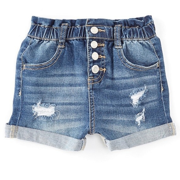 Hippie Girl Shortie High Rise Elasticated Waistband Denim Girls Shorts Size 6x - Picture 1 of 4